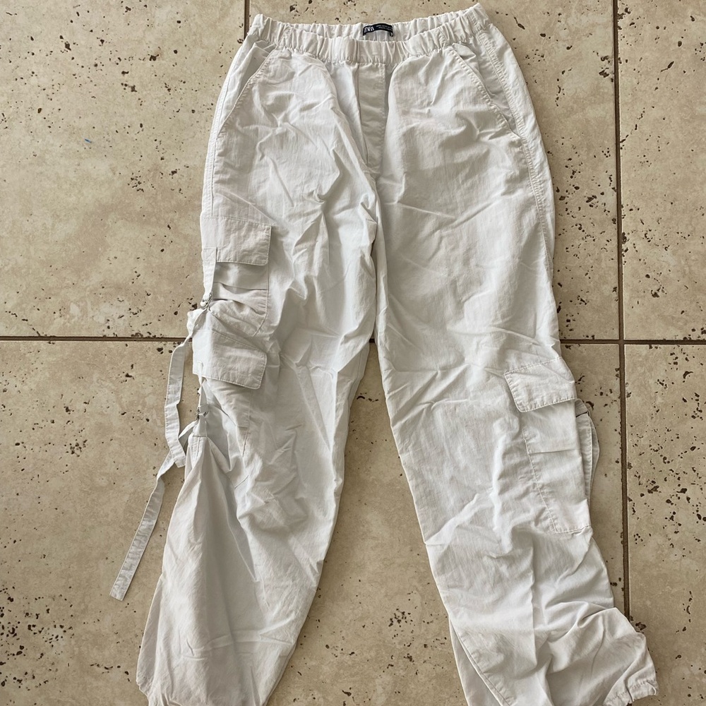 Zara Gray Cargo Jeans Relaxed Fit
